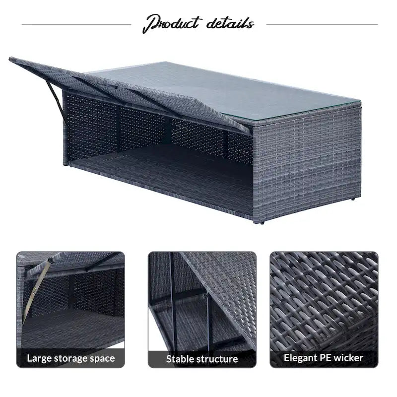 Ensemble de salon de jardin modulable en rotin toutes saisons de 6 pièces
