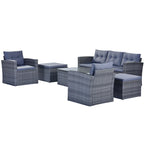 Ensemble de salon de jardin modulable en rotin toutes saisons de 6 pièces