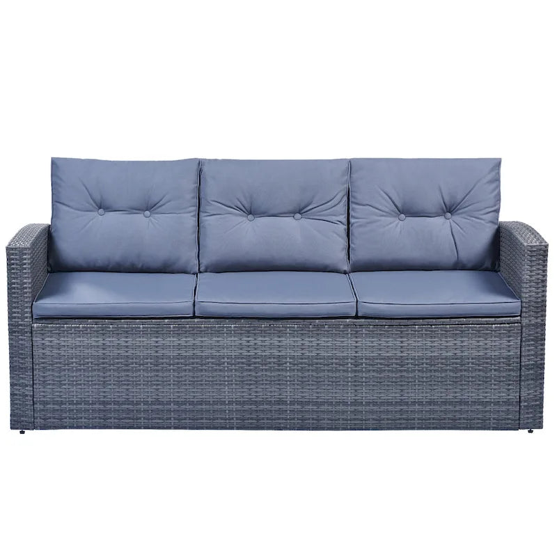 Ensemble de salon de jardin modulable en rotin toutes saisons de 6 pièces