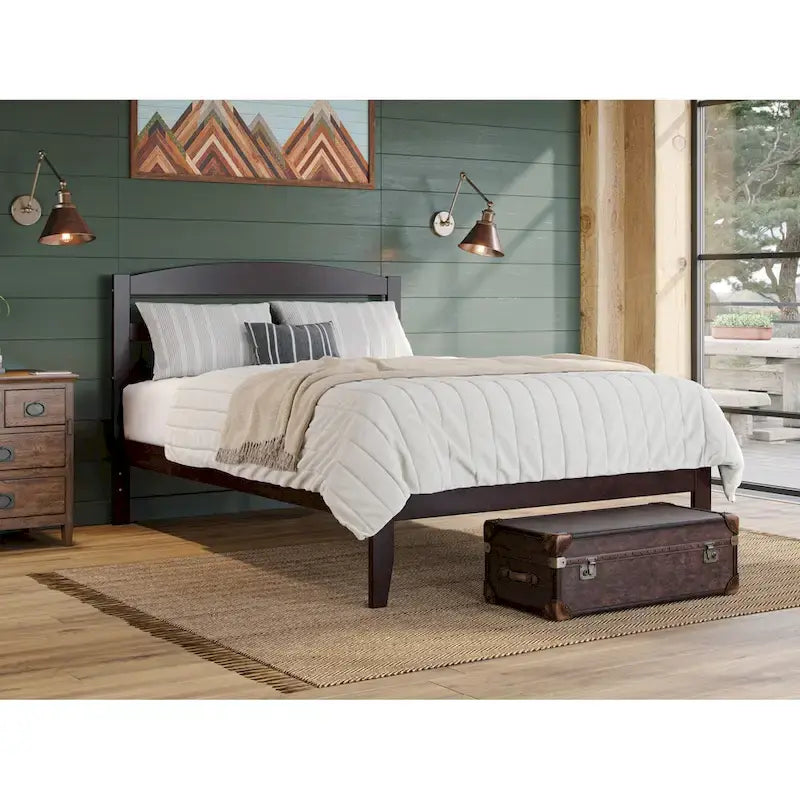  Solid Wood Platform Bed with Attachable USB Charger