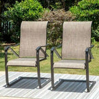Ensemble de salle à manger d'extérieur 7 pièces pour patio, 6 chaises à mouvement de ressort, 1 table rectangulaire extensible