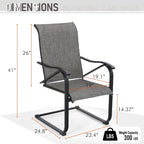 Ensemble de salle à manger d'extérieur 7 pièces pour patio, 6 chaises à mouvement de ressort, 1 table rectangulaire extensible