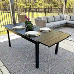 Ensemble de salle à manger d'extérieur 7 pièces pour patio, 6 chaises à mouvement de ressort, 1 table rectangulaire extensible