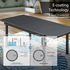 Ensemble de salle à manger d'extérieur 7 pièces pour patio, 6 chaises à mouvement de ressort, 1 table rectangulaire extensible