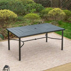 Ensemble de salle à manger d'extérieur 7 pièces pour patio, 6 chaises à mouvement de ressort, 1 table rectangulaire extensible