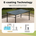 Ensemble de salle à manger d'extérieur 7 pièces pour patio, 6 chaises à mouvement de ressort, 1 table rectangulaire extensible