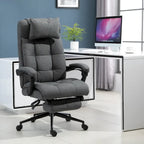 Fauteuil de bureau exécutif en tissu de lin avec repose-pieds rétractable, appui-tête et support lombaire