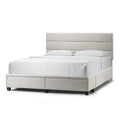  Beige Fabric Bed Captain's Bed with Two Drawers
