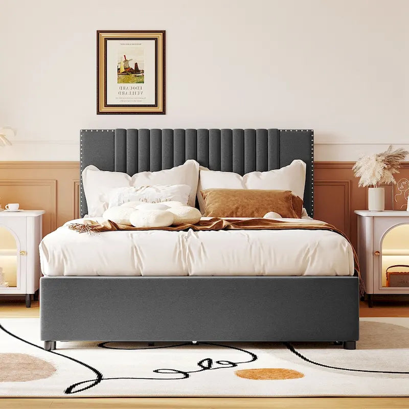 Lit double avec lit gigogne simple