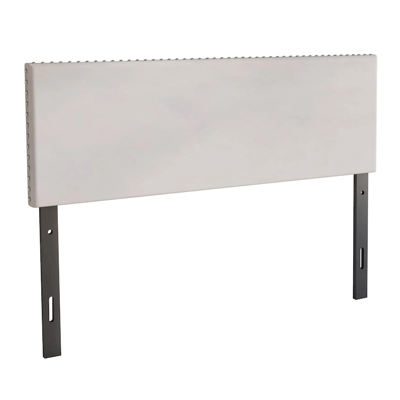Tête de lit capitonnée réglable en velours glamour avec garniture cloutée