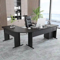 Bureau de direction en L de 83 pouces, grand bureau en L avec caisson mobile à 3 tiroirs, poste de travail de mobilier de bureau professionnel