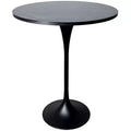 Leisuremod Verve 27 Round Bar Height Dining Table - MDF Wood Top with Modern Black Pedestal Base Counter Height Table for Kitchen, Home, and Pub