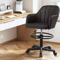 Chaise de dessinateur VECELO avec Hauteur Réglable, Tabouret Pivotant en PU avec Support Lombaire