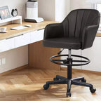 Chaise de dessinateur VECELO avec Hauteur Réglable, Tabouret Pivotant en PU avec Support Lombaire
