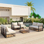 Ensemble de canapés de jardin modulaires 7 pièces en métal, style minimaliste moderne, TOPMAX