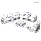 Ensemble de canapés de jardin modulaires 7 pièces en métal, style minimaliste moderne, TOPMAX