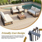 Ensemble de canapés de jardin modulaires 7 pièces en métal, style minimaliste moderne, TOPMAX
