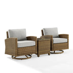 Ensemble de 3 fauteuils pivotants à bascule en osier d'extérieur Bradenton de Crosley