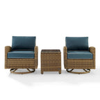 Ensemble de 3 fauteuils pivotants à bascule en osier d'extérieur Bradenton de Crosley
