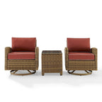 Ensemble de 3 fauteuils pivotants à bascule en osier d'extérieur Bradenton de Crosley