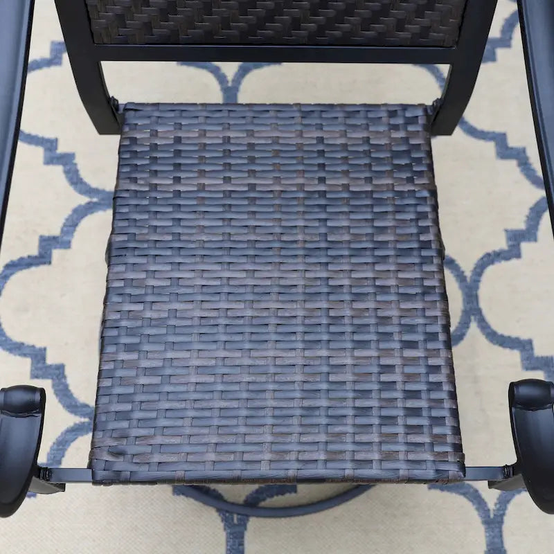 MAISON ARTS Ensemble de salle à manger d'extérieur 7 pièces, 6 chaises en rotin avec coussin et 1 table avec trou pour parasol - N/A