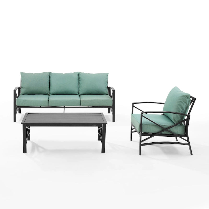 Crosley Kaplan - Canapé d'extérieur 3 pièces - 119 L x 68,5 P x 32 H