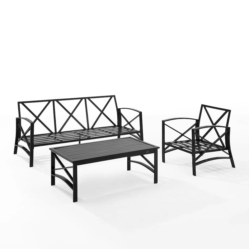 Crosley Kaplan - Canapé d'extérieur 3 pièces - 119 L x 68,5 P x 32 H