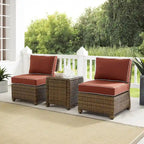 Crosley Bradenton Ensemble de 3 chaises en osier d'extérieur – Marron vieilli