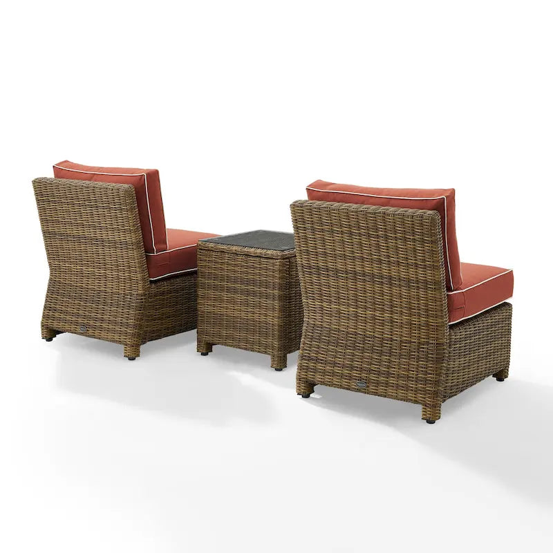 Crosley Bradenton Ensemble de 3 chaises en osier d'extérieur – Marron vieilli