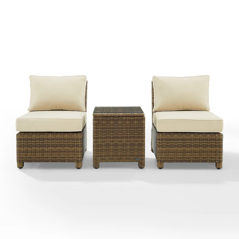 Crosley Bradenton Ensemble de 3 chaises en osier d'extérieur – Marron vieilli