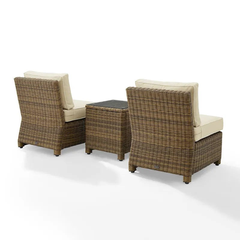 Crosley Bradenton Ensemble de 3 chaises en osier d'extérieur – Marron vieilli