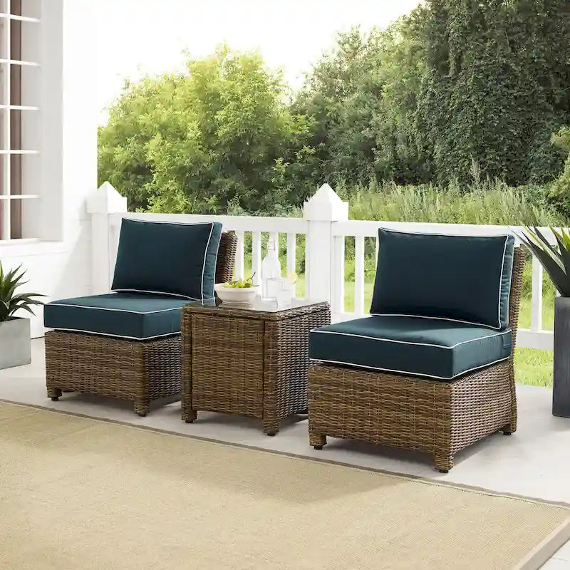 Crosley Bradenton Ensemble de 3 chaises en osier d'extérieur – Marron vieilli