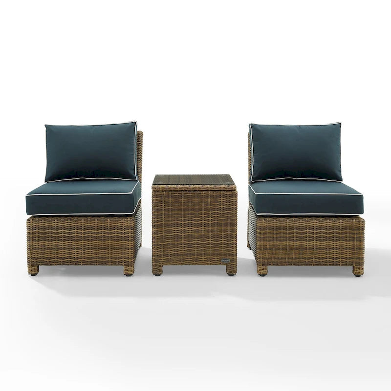 Crosley Bradenton Ensemble de 3 chaises en osier d'extérieur – Marron vieilli