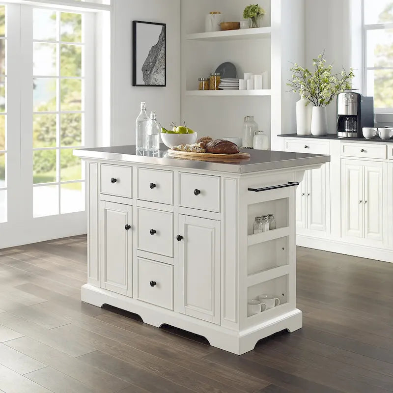  Julia Stainless Steel Top Kitchen Island - 50 W x32 D x 36 H