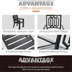 MAISON ARTS Ensemble repas d'extérieur 7 pièces Chaises de salle à manger combinées en acier avec coussin et table de parasol pour 6 personnes