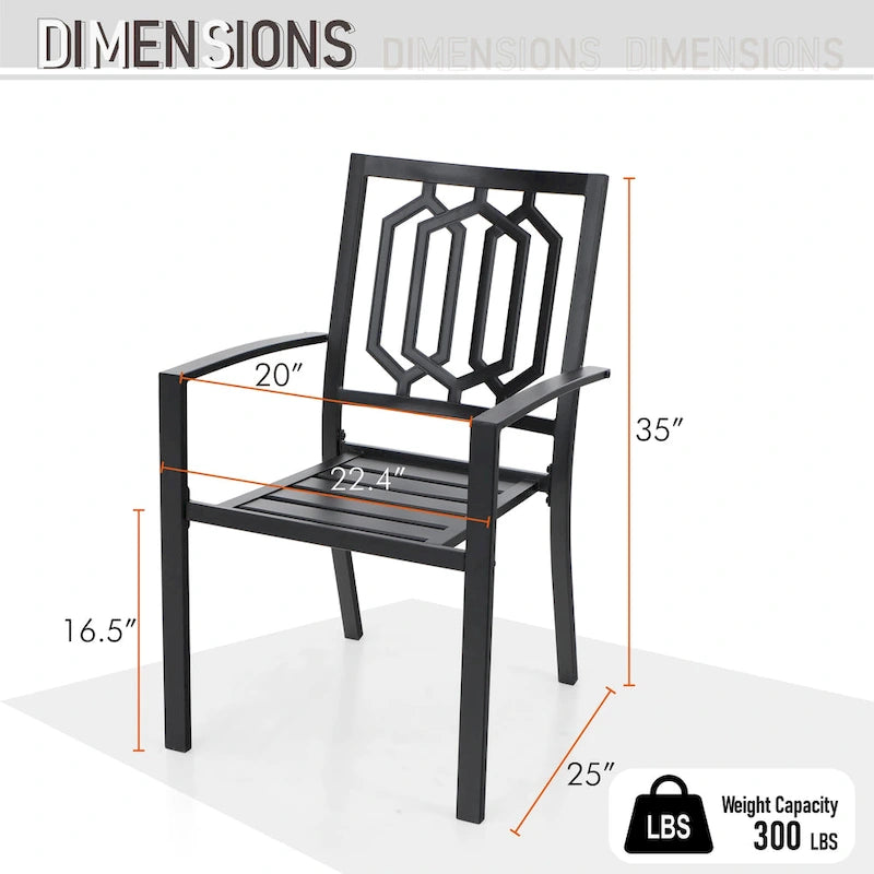 MAISON ARTS Ensemble repas d'extérieur 7 pièces Chaises de salle à manger combinées en acier avec coussin et table de parasol pour 6 personnes