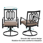 MAISON ARTS Ensemble repas d'extérieur 7 pièces Chaises de salle à manger combinées en acier avec coussin et table de parasol pour 6 personnes