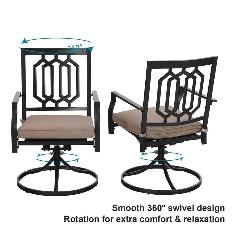 MAISON ARTS Ensemble repas d'extérieur 7 pièces Chaises de salle à manger combinées en acier avec coussin et table de parasol pour 6 personnes