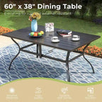 MAISON ARTS Ensemble repas d'extérieur 7 pièces Chaises de salle à manger combinées en acier avec coussin et table de parasol pour 6 personnes