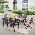 MAISON ARTS Outdoor Patio Rectangular Dining Table Set with 4 x Dining Chairs, 2 x Swivel Chairs