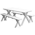 Table de pique-nique en pin 6' avec pieds croisés et 2 bancs