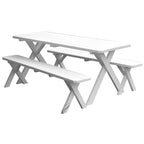 Table de pique-nique en pin 6' avec pieds croisés et 2 bancs