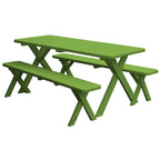 Pine 6' Cross-Leg Picnic Table with 2 Benches
