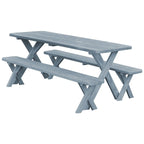 Table de pique-nique en pin 6' avec pieds croisés et 2 bancs
