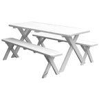 Table de pique-nique en pin 6' avec pieds croisés et 2 bancs