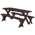 Table de pique-nique en pin 6' avec pieds croisés et 2 bancs