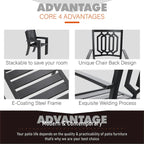 MAISON ARTS Ensemble de salle à manger de jardin 7 pièces, grande table rectangulaire aspect bois avec 4 chaises en métal et 2 chaises pivotantes