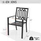 MAISON ARTS Ensemble de salle à manger de jardin 7 pièces, grande table rectangulaire aspect bois avec 4 chaises en métal et 2 chaises pivotantes