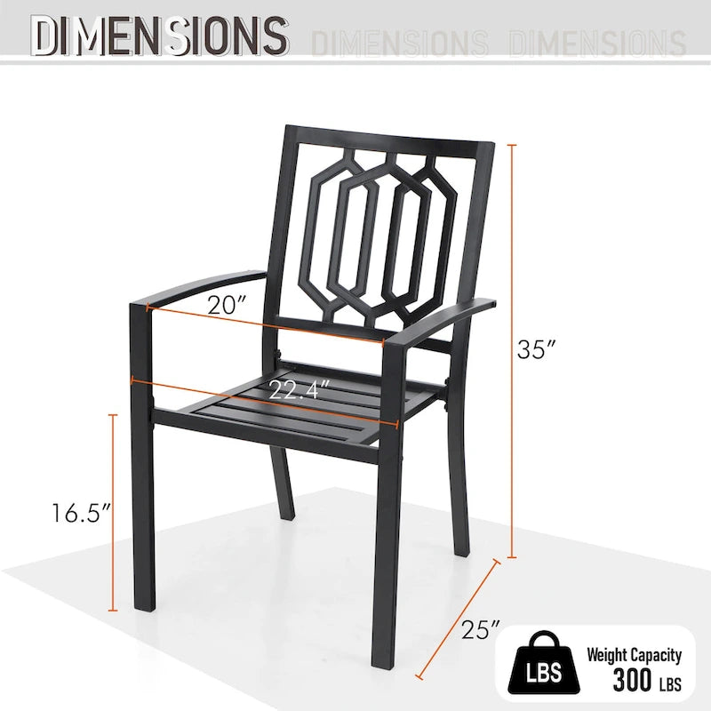 MAISON ARTS Ensemble de salle à manger de jardin 7 pièces, grande table rectangulaire aspect bois avec 4 chaises en métal et 2 chaises pivotantes