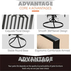 MAISON ARTS Ensemble de salle à manger de jardin 7 pièces, grande table rectangulaire aspect bois avec 4 chaises en métal et 2 chaises pivotantes